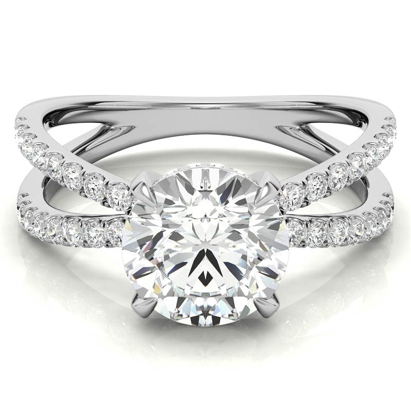 Split Shank Hidden Halo Round Brilliant Moissanite Engagement Ring