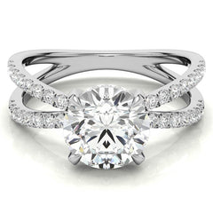 Split Shank Hidden Halo Round Brilliant Moissanite Engagement Ring