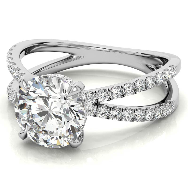 Split Shank Hidden Halo Round Brilliant Moissanite Engagement Ring