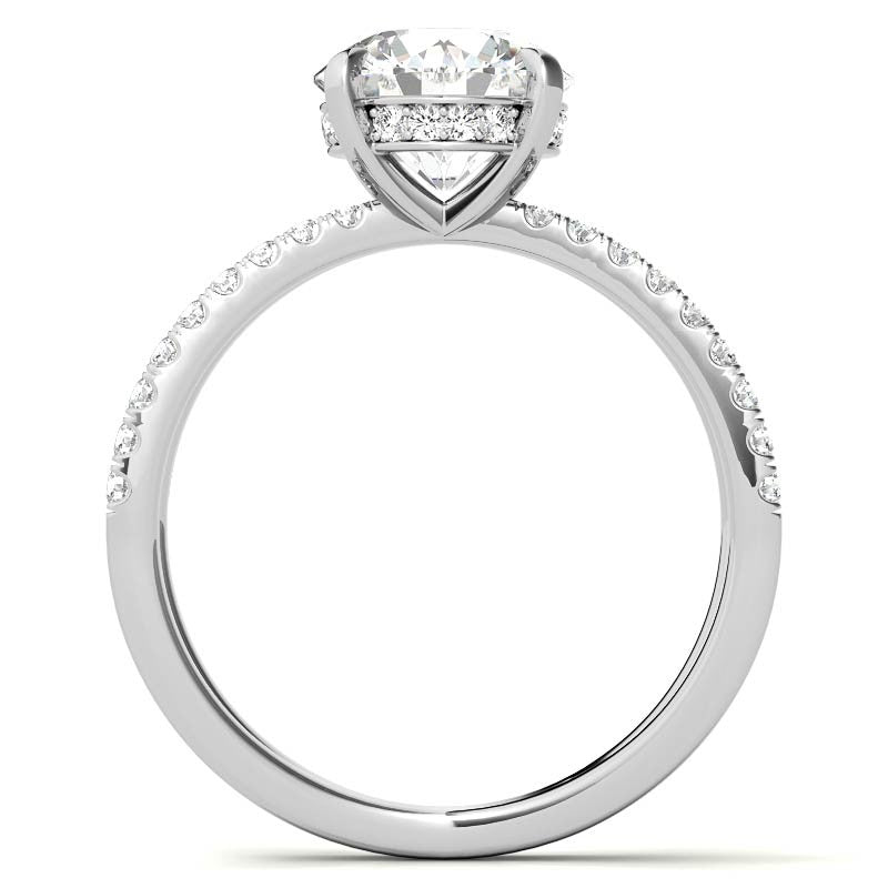 Split Shank Hidden Halo Round Brilliant Moissanite Engagement Ring