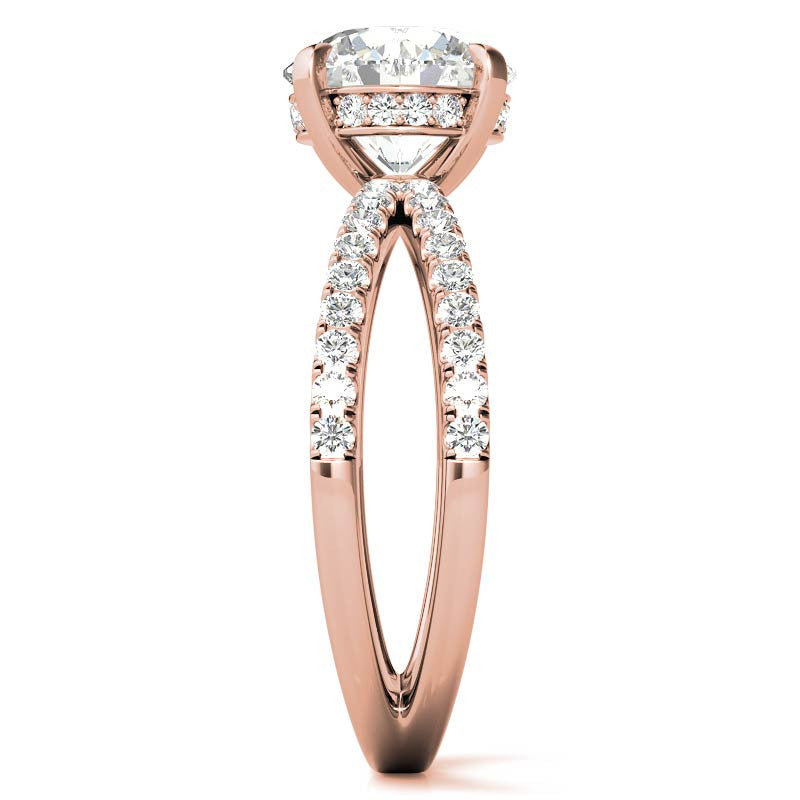 Split Shank Hidden Halo Round Brilliant Moissanite Engagement Ring