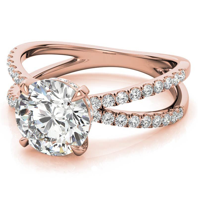 Split Shank Hidden Halo Round Brilliant Moissanite Engagement Ring