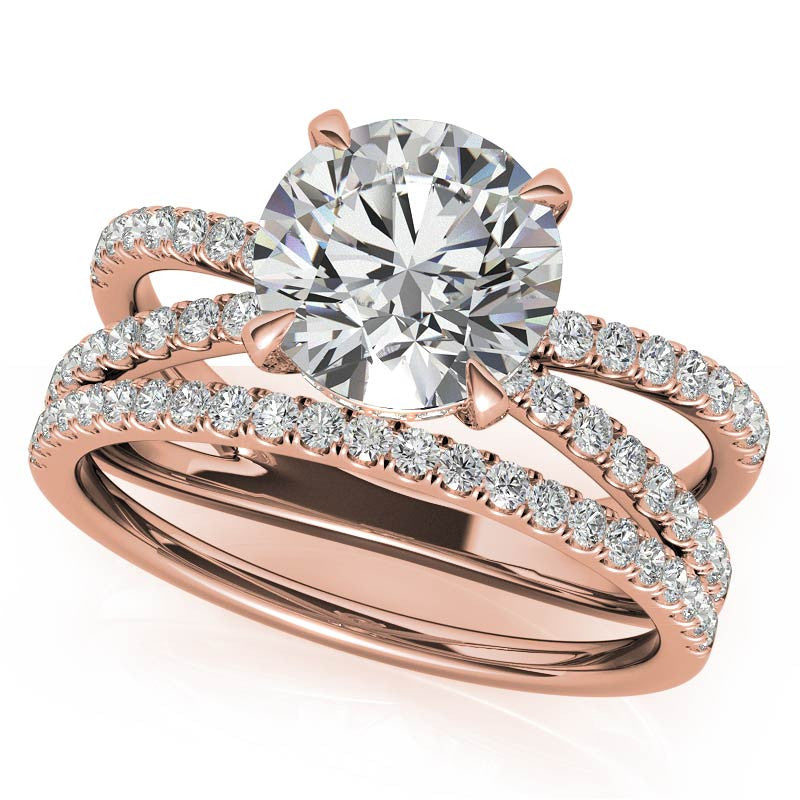 Split Shank Hidden Halo Round Brilliant Moissanite Engagement Ring