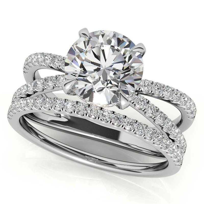 Split Shank Hidden Halo Round Brilliant Moissanite Engagement Ring