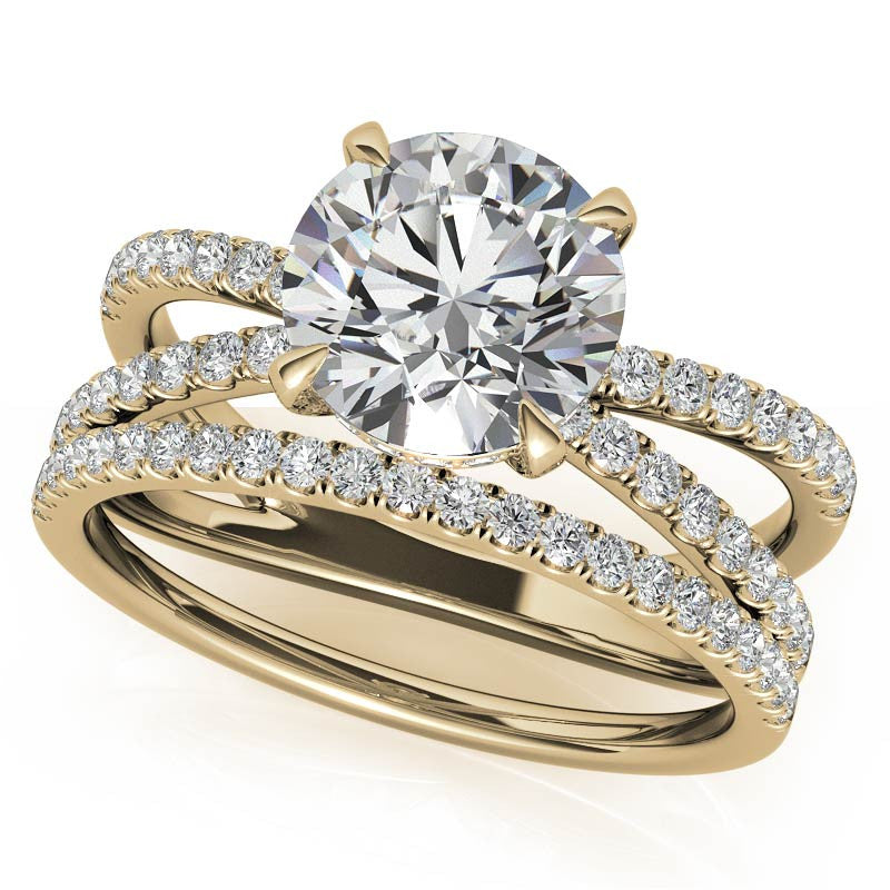 Split Shank Hidden Halo Round Brilliant Moissanite Engagement Ring