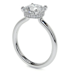 Cushion 4-Prong Hidden Halo Moissanite Engagement Ring
