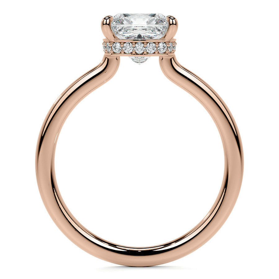 Cushion 4-Prong Hidden Halo Moissanite Engagement Ring