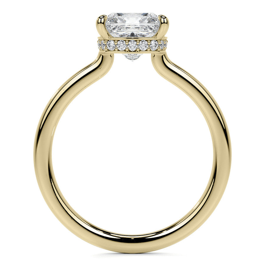 Cushion 4-Prong Hidden Halo Moissanite Engagement Ring