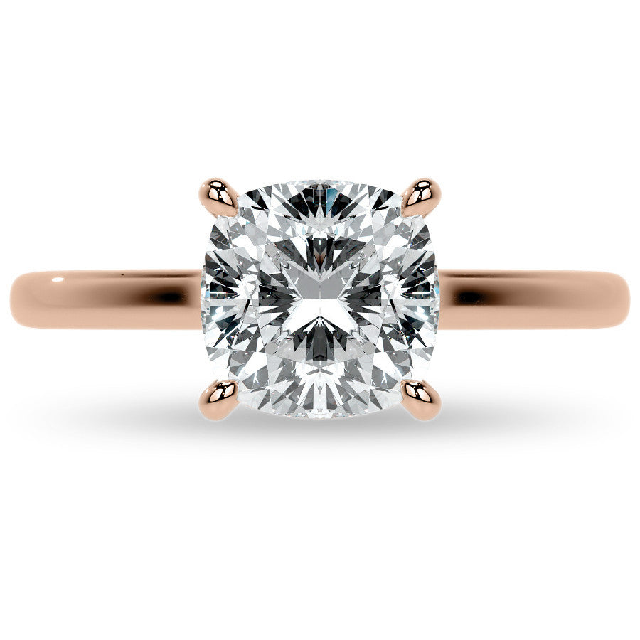 Cushion 4-Prong Hidden Halo Moissanite Engagement Ring