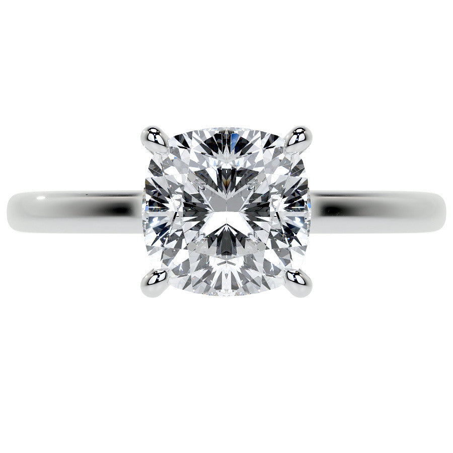 Cushion 4-Prong Hidden Halo Moissanite Engagement Ring