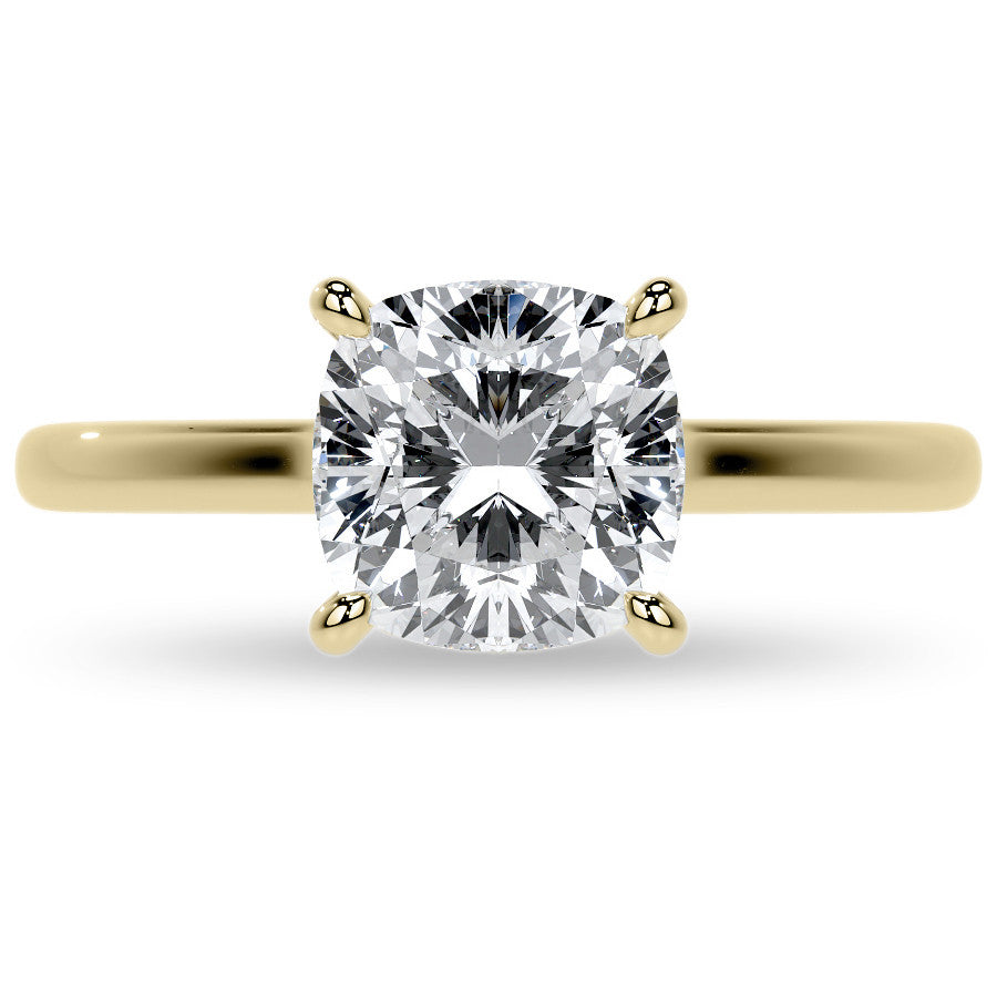 Cushion 4-Prong Hidden Halo Moissanite Engagement Ring