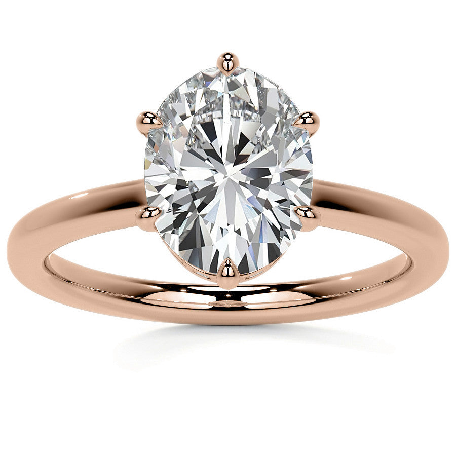 Oval 6-Prong Hidden Halo Moissanite Engagement Ring