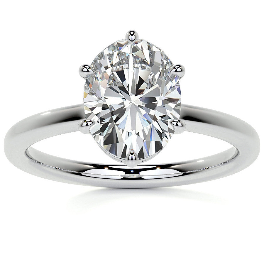 Oval 6-Prong Hidden Halo Moissanite Engagement Ring