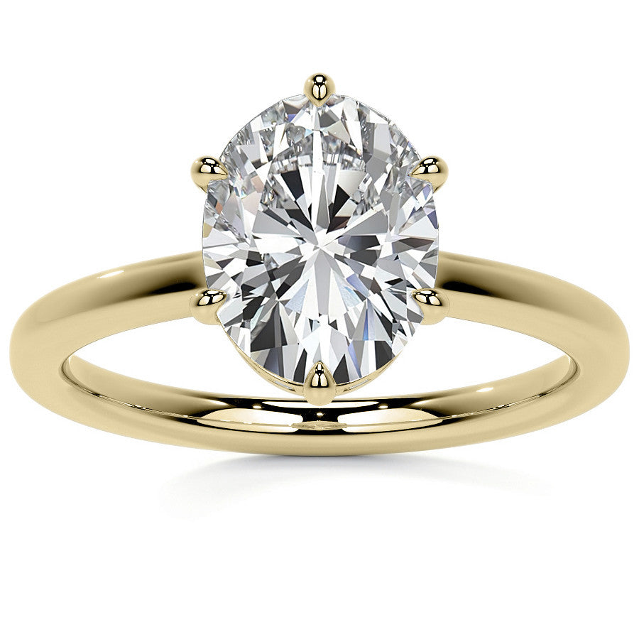 Oval 6-Prong Hidden Halo Moissanite Engagement Ring