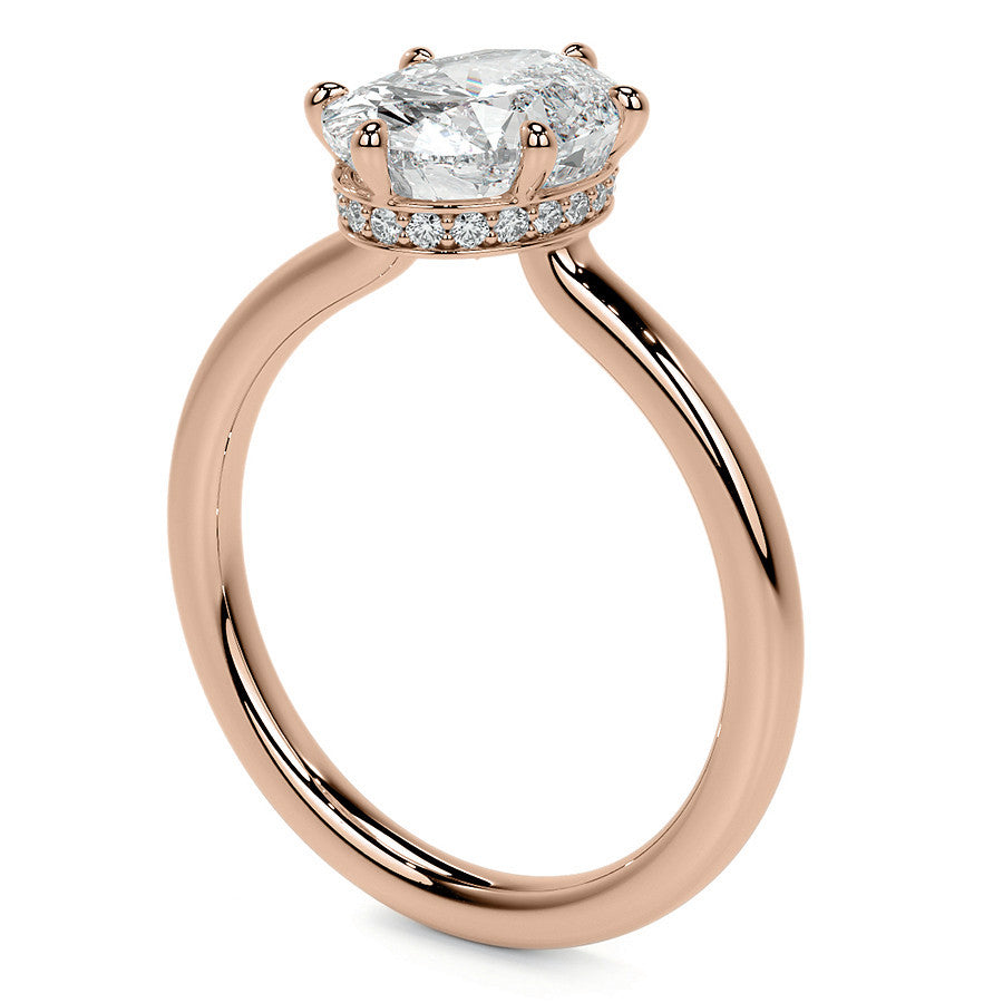 Oval 6-Prong Hidden Halo Moissanite Engagement Ring