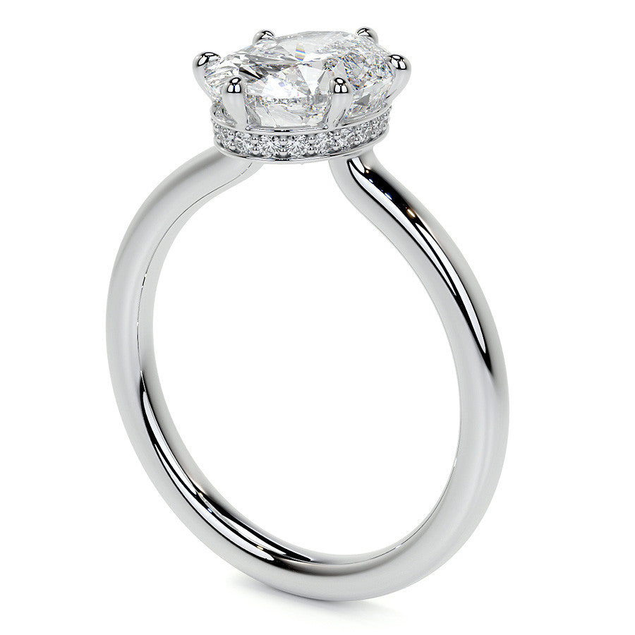 Oval 6-Prong Hidden Halo Moissanite Engagement Ring
