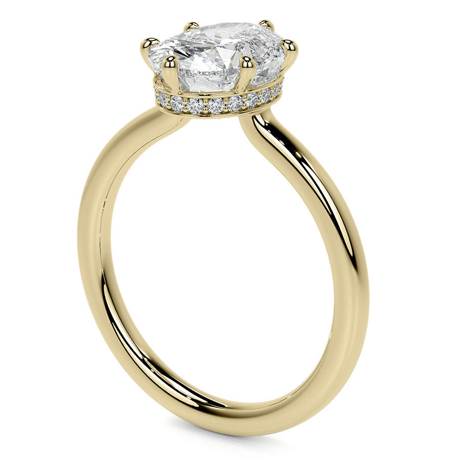 Oval 6-Prong Hidden Halo Moissanite Engagement Ring