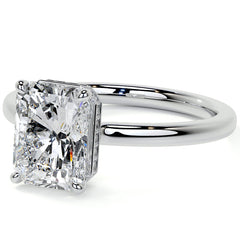 Emerald/Radiant 4-Prong Hidden Halo Moissanite Engagement Ring