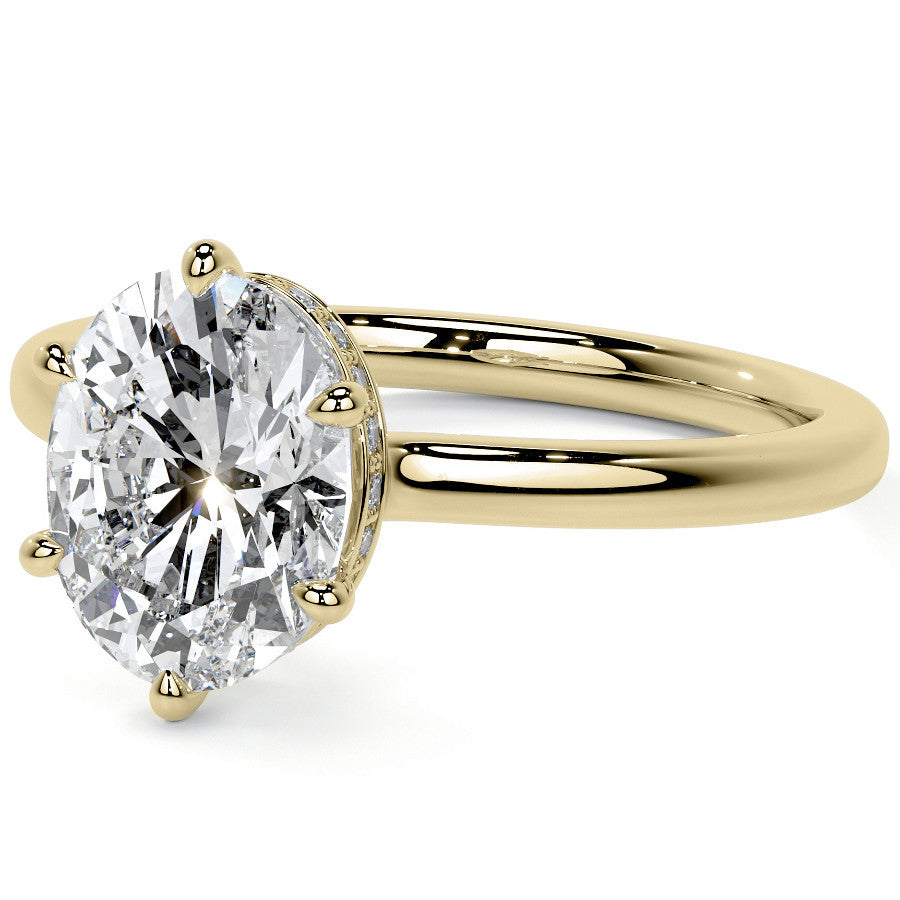 Oval 6-Prong Hidden Halo Moissanite Engagement Ring
