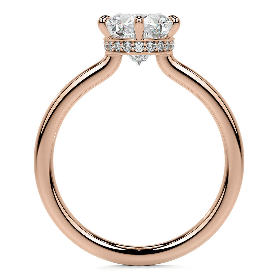 Oval 6-Prong Hidden Halo Moissanite Engagement Ring