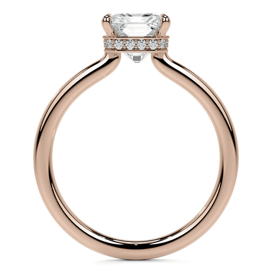 Emerald/Radiant 4-Prong Hidden Halo Moissanite Engagement Ring