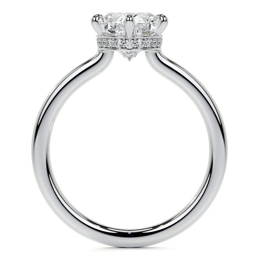 Oval 6-Prong Hidden Halo Moissanite Engagement Ring
