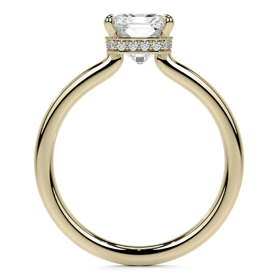 Emerald/Radiant 4-Prong Hidden Halo Moissanite Engagement Ring