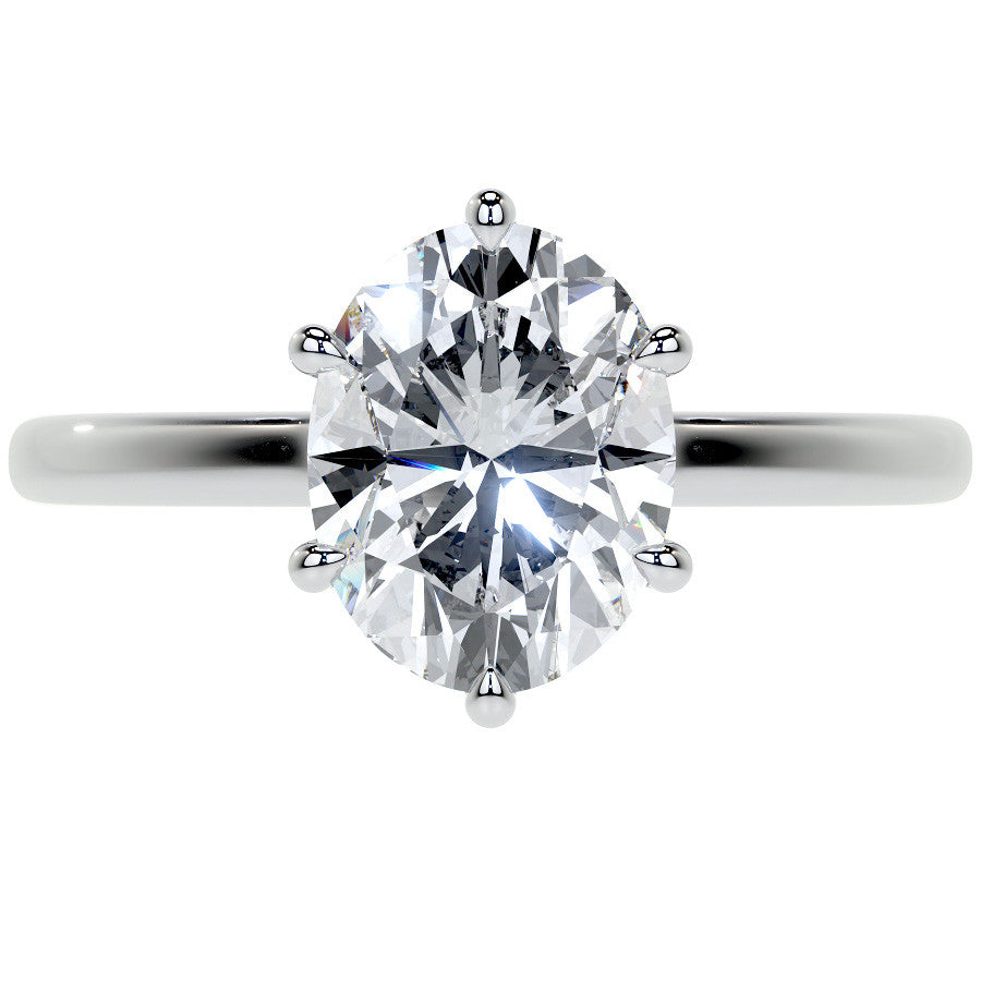 Oval 6-Prong Hidden Halo Moissanite Engagement Ring