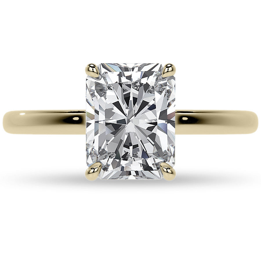 Emerald/Radiant 4-Prong Hidden Halo Moissanite Engagement Ring