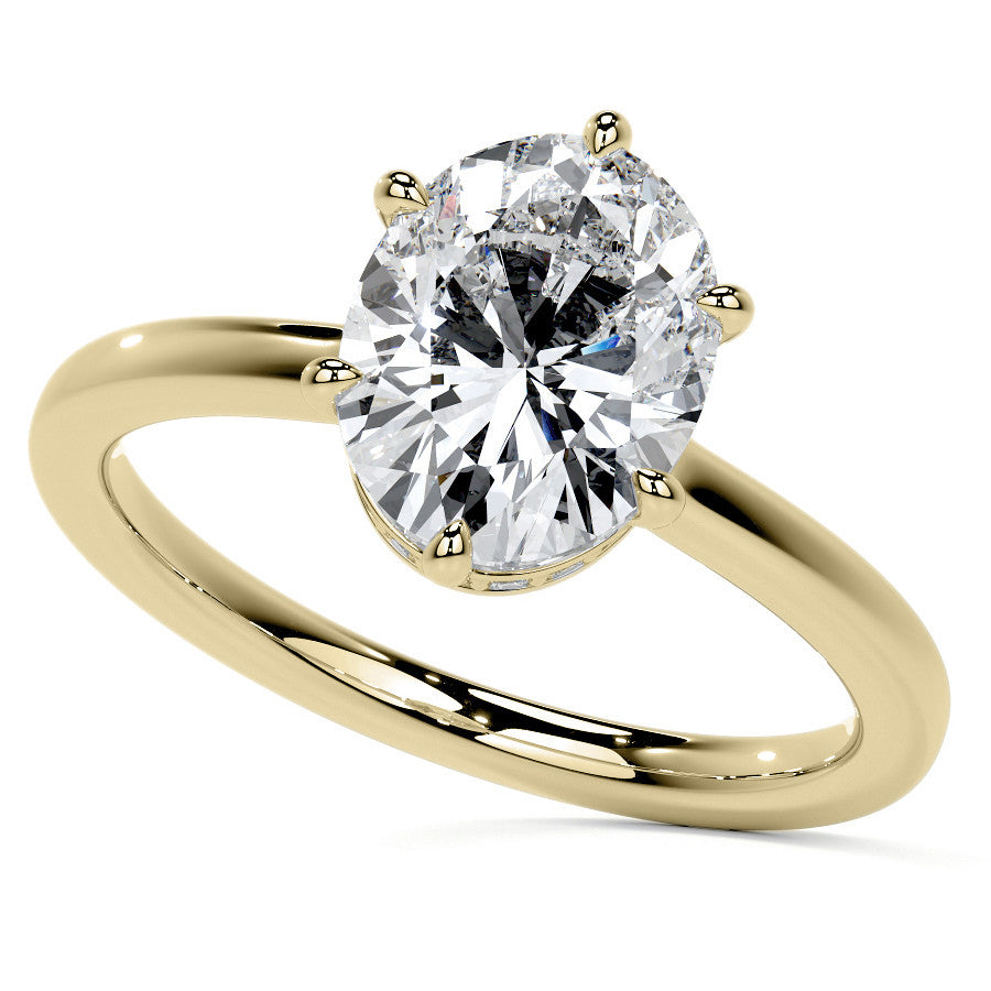 Oval 6-Prong Hidden Halo Moissanite Engagement Ring