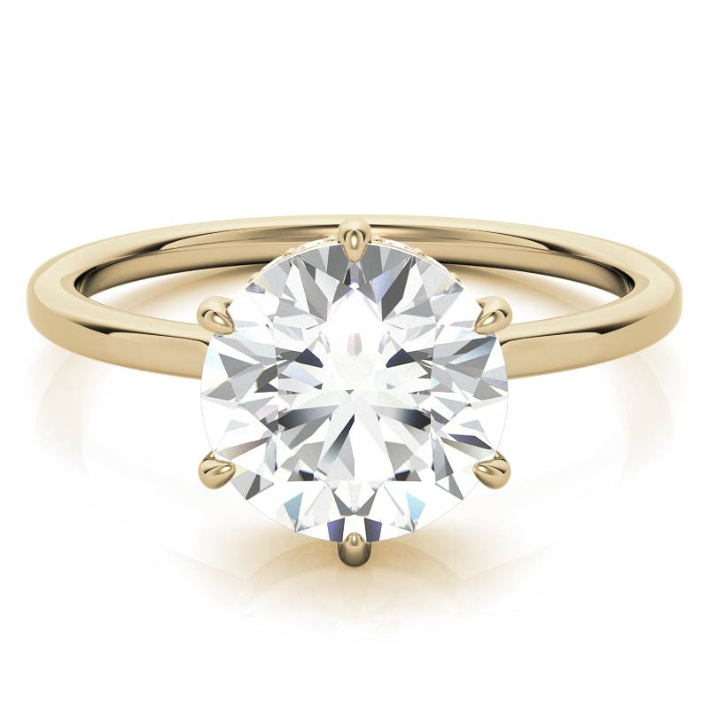 Round 6-Prong Hidden Halo H&A Moissanite Engagement Ring