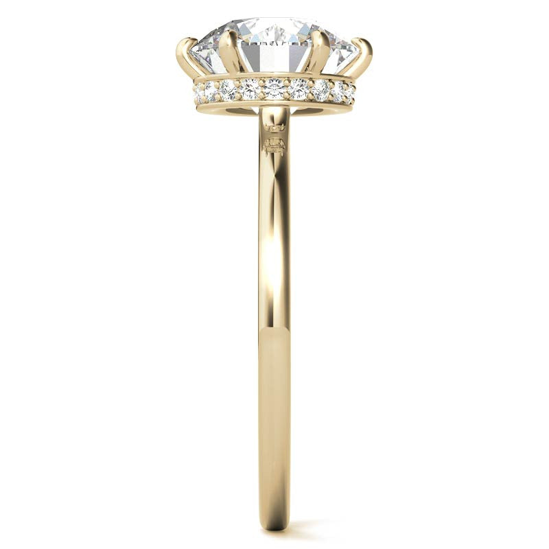 Round 6-Prong Hidden Halo H&A Moissanite Engagement Ring
