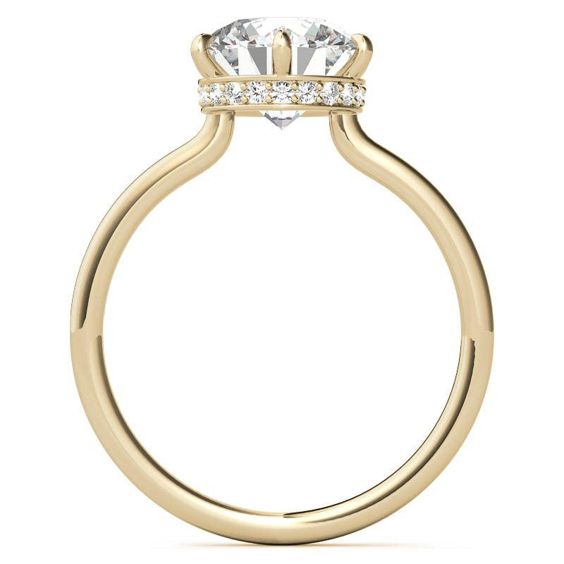 Round 6-Prong Hidden Halo H&A Moissanite Engagement Ring
