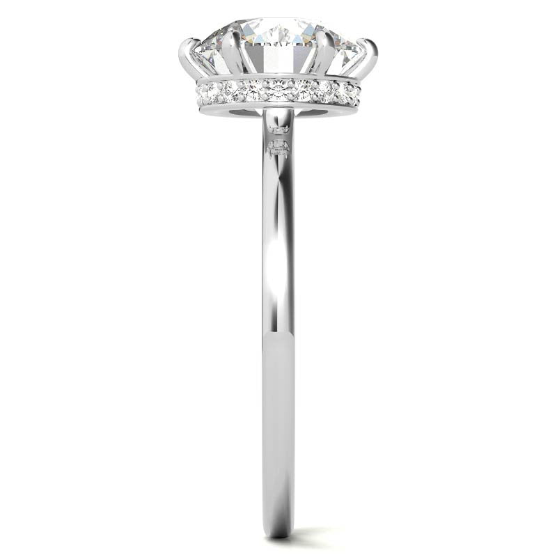 Round 6-Prong Hidden Halo H&A Moissanite Engagement Ring