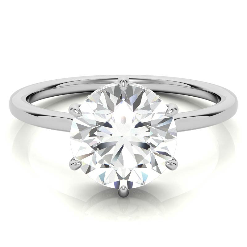 Round 6-Prong Hidden Halo H&A Moissanite Engagement Ring