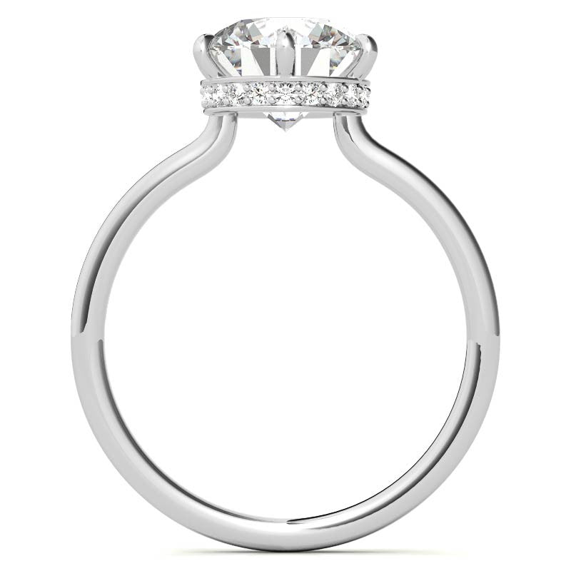 Round 6-Prong Hidden Halo H&A Moissanite Engagement Ring