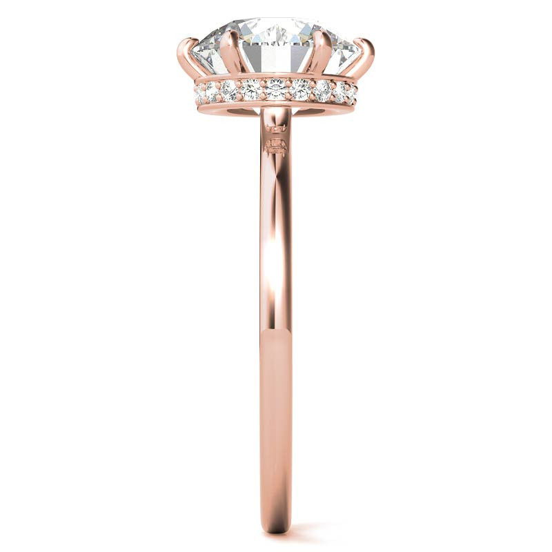 Round 6-Prong Hidden Halo H&A Moissanite Engagement Ring