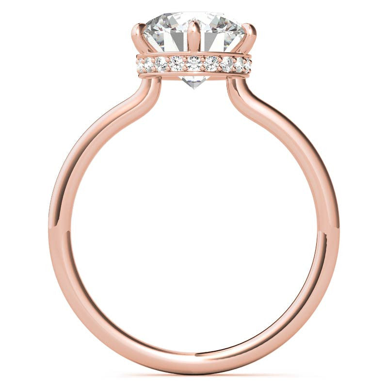 Round 6-Prong Hidden Halo H&A Moissanite Engagement Ring