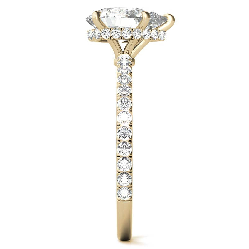 Diamond Collar Pear Moissanite Engagement Ring