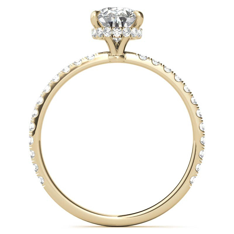 Diamond Collar Pear Moissanite Engagement Ring