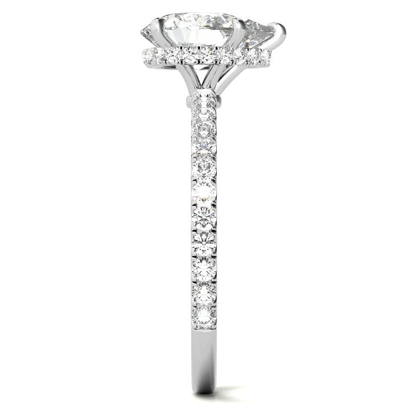 Diamond Collar Pear Moissanite Engagement Ring