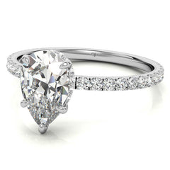 Diamond Collar Pear Moissanite Engagement Ring