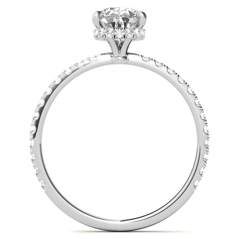 Diamond Collar Pear Moissanite Engagement Ring