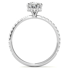 Diamond Collar Pear Moissanite Engagement Ring