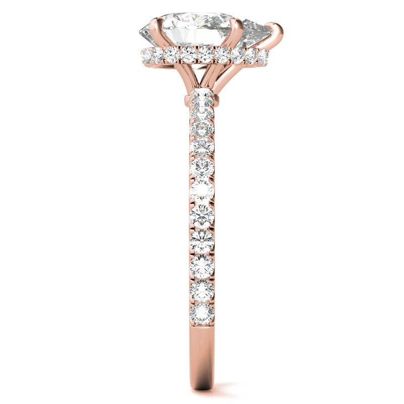 Diamond Collar Pear Moissanite Engagement Ring