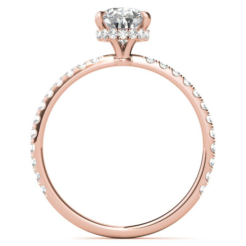 Diamond Collar Pear Moissanite Engagement Ring
