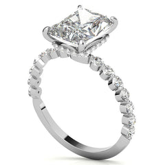 Emerald / Radiant Moissanite and Diamond Collar Engagement Ring