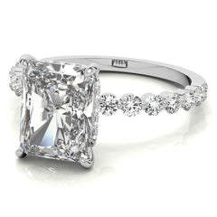 Emerald / Radiant Moissanite and Diamond Collar Engagement Ring