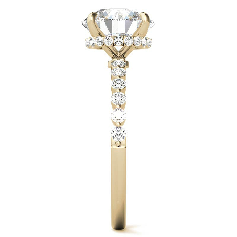 Round Brilliant Moissanite & Diamond Collar Engagement Ring