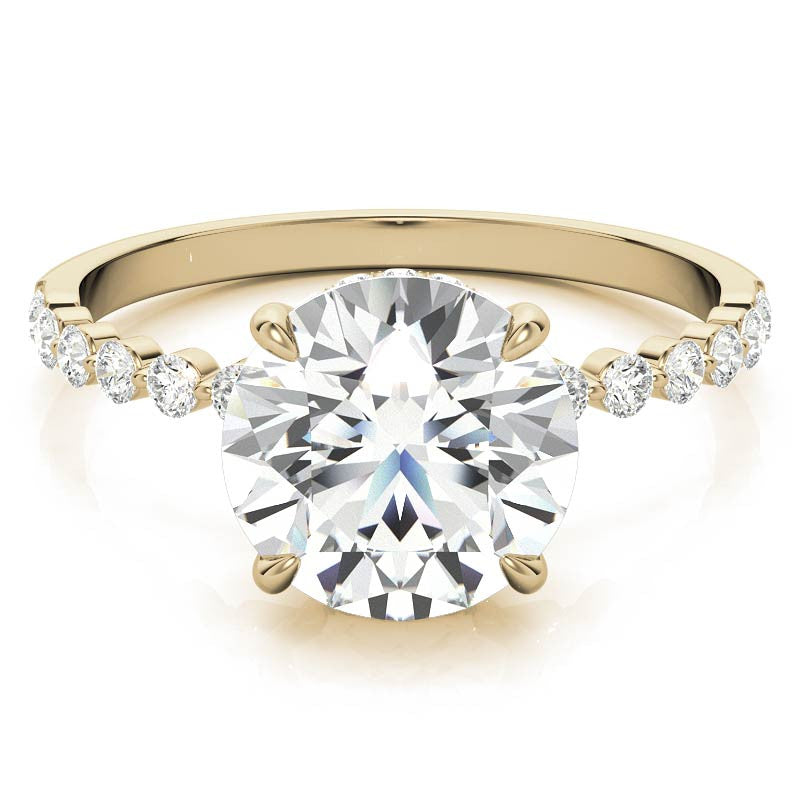 Round Brilliant Moissanite & Diamond Collar Engagement Ring